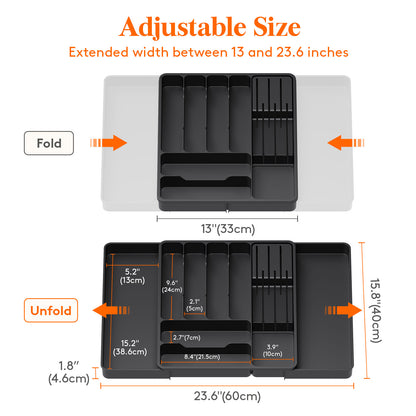 Cutlery Drawer Storage. Organizer, Kitchen Expandable Cutlery Tray. Cutlery Storage, Kitchen Storage, Adjustable Cutlery and Cutlery Holder. Thoughtful Holiday Gift, Christmas Gift, Halloween Gift. Compact Plastic Cutlery Storage Box, Large