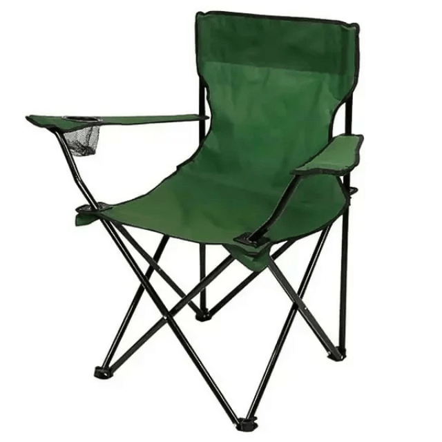 1pc Portable Fishing Chair Foldable Outdoor Chairs Camp Seat with Carrier Bag & Net Mesh Cup Holder, Lightweight Easy Clean Seating for Beach, Camping, Hiking, Parties, Barbecue, Garden, 85x50cm Green 1 Pack