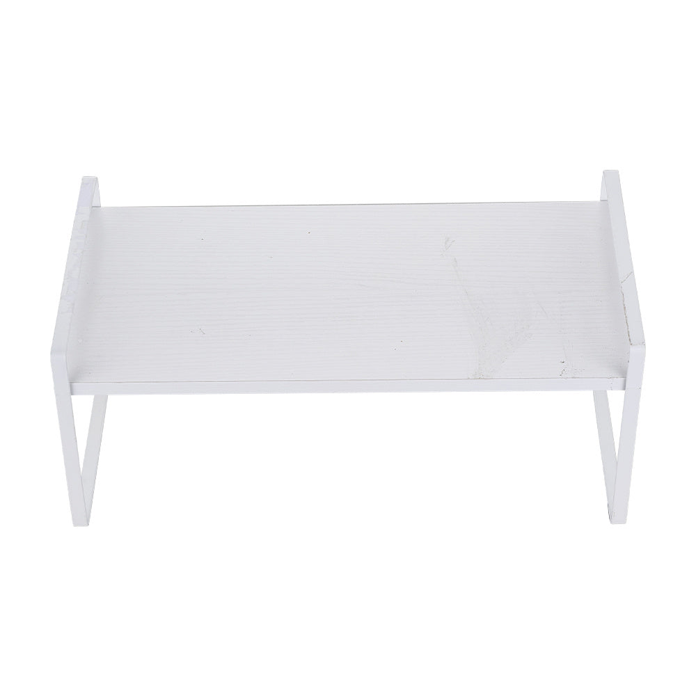 Multi-Tier Storage Rack, Mug Shelves for Desks, Black/White/Natural Wooden and Metal Countertop Organizer Shelf, Display Rack, Perfect for Dormitories Home Office Kitchen Bathroom