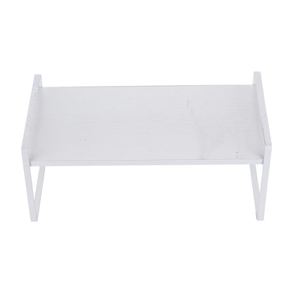 Multi-Tier Storage Rack, Mug Shelves for Desks, Black/White/Natural Wooden and Metal Countertop Organizer Shelf, Display Rack, Perfect for Dormitories Home Office Kitchen Bathroom