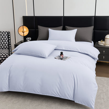 4pcs Brushed Solid Color Duvet Cover Set, Ultra-Soft & Breathable Microfiber, Includes 1pc Duvet Cover, 2pcs Pillowcases, 1pc Fitted Sheet, Single, Double, King, Super King Sizes