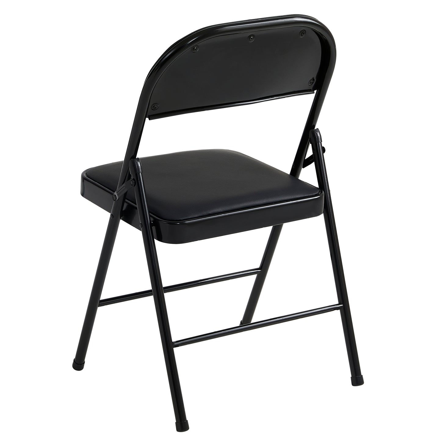 Set of 4 Folding Chairs, Faux Leather Foldable Chairs with Metal Frame and Padded Seat, Easy to Fold and Store for Home, Office, Dining and Reception