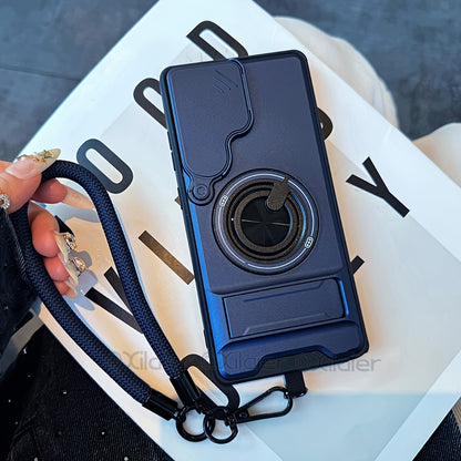 Phone Case: for Samsung Galaxy S26 Ultra S25 S24 S23 Phone Case with 360 Rotating Ring Lanyard Bar Stand Sliding Lens Protection Multifunctional Car Mount Compatible