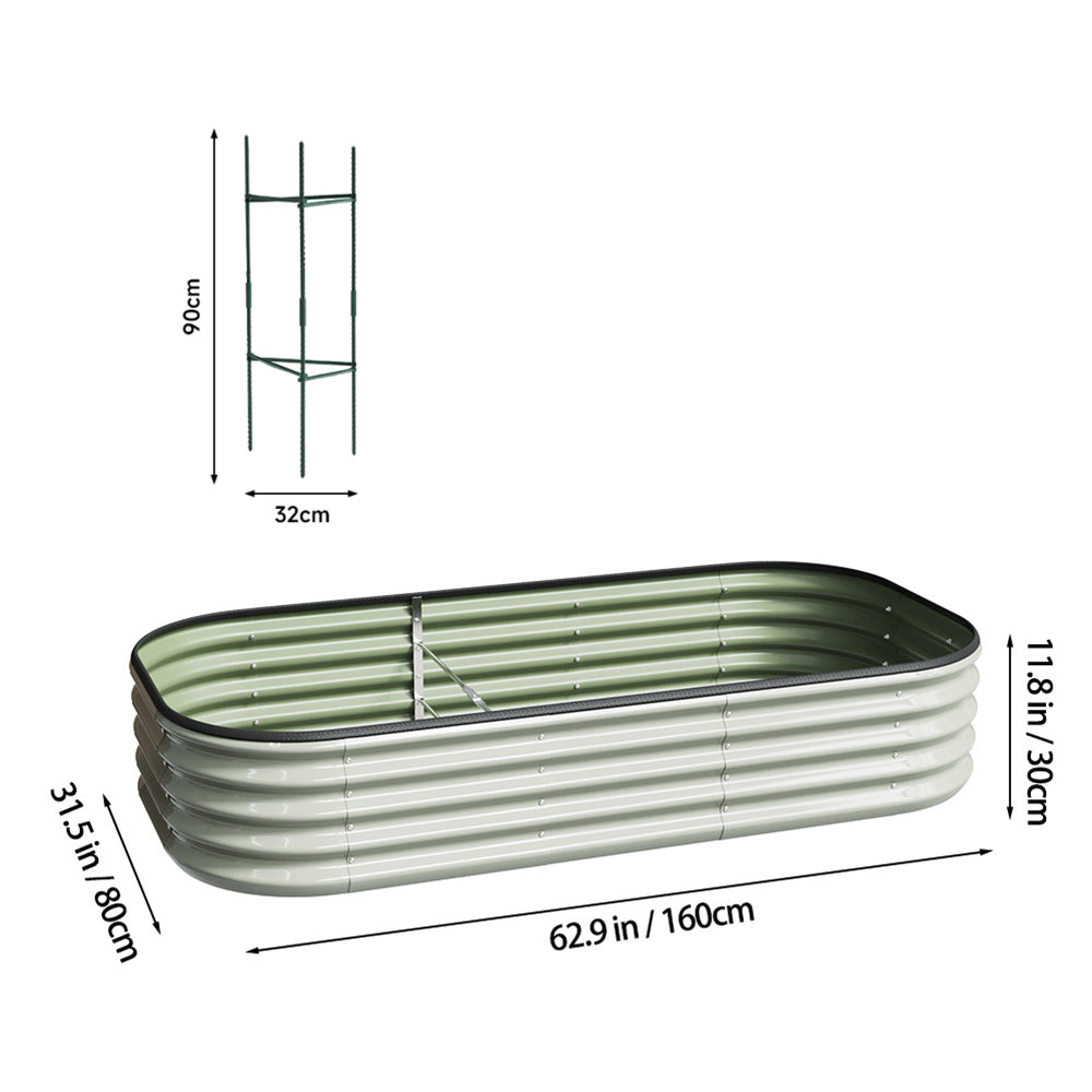 Oval Elevated Planter Box Metal Raised Garden Bed, Outdoor Vegetable Fruit Flower Herb Growing Box, 2 Sizes 2 Colours Available