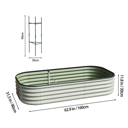 Oval Elevated Planter Box Metal Raised Garden Bed, Outdoor Vegetable Fruit Flower Herb Growing Box, 2 Sizes 2 Colours Available