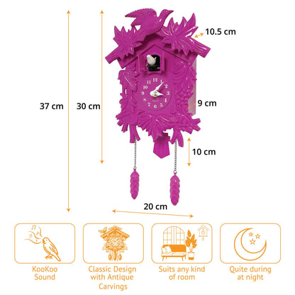 Cuckoo Clock Wall Battery Operated Pendulum – Vintage Chiming Bird Flapping Volume Adjustable – Black Forest Style Wall Clock for Living Room Office Home Décor