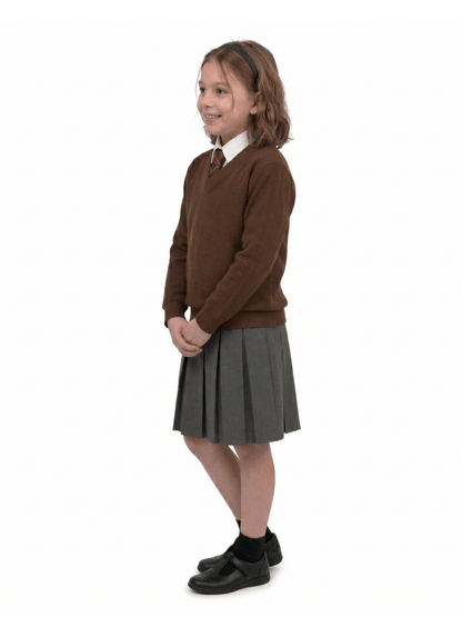 GW CLASSY OUTFIT Boys & Girls V-Neck School Jumper – Kids Unisex Long Sleeve Fleece Uniform Soft & Comfortable Sweatshirt