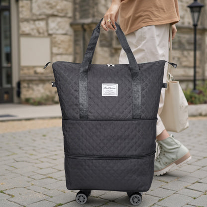 Travel Bag, Multifunctional Luggage Bag, Expandable Luggage Suitcase, Carry on Bag, Rolling Duffle Bag with Detachable Wheels, Travel Essentials Bag, Large Capacity with Zipper Closure, Ideal for Fitness, Yoga, and Everyday
