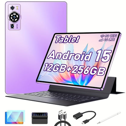 UXD A5 Android 15 Tablet 10.1 Inch IPS Screen, 12GB RAM+256GB ROM (Expandable to 1TB), Supports Wifi, HD Screen, Octa-Core Processor, 6000Mah Battery, Comes with a Full Set of Additions Including Keyboard, Mouse, Stylus, Protective Case, Etc.
