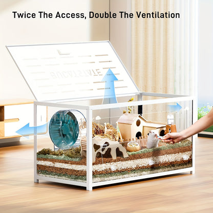 BUCATSTATE Metal Hamster Cage 2.0, Large Stackable Small Animal Habitat with Deep Burrow, Easy Assembly, for Dwarf and Syrian Hamsters Guinea Pigs Gerbils Reptiles, 65/80/100Cm, Free Random Color 20L Paper Bedding