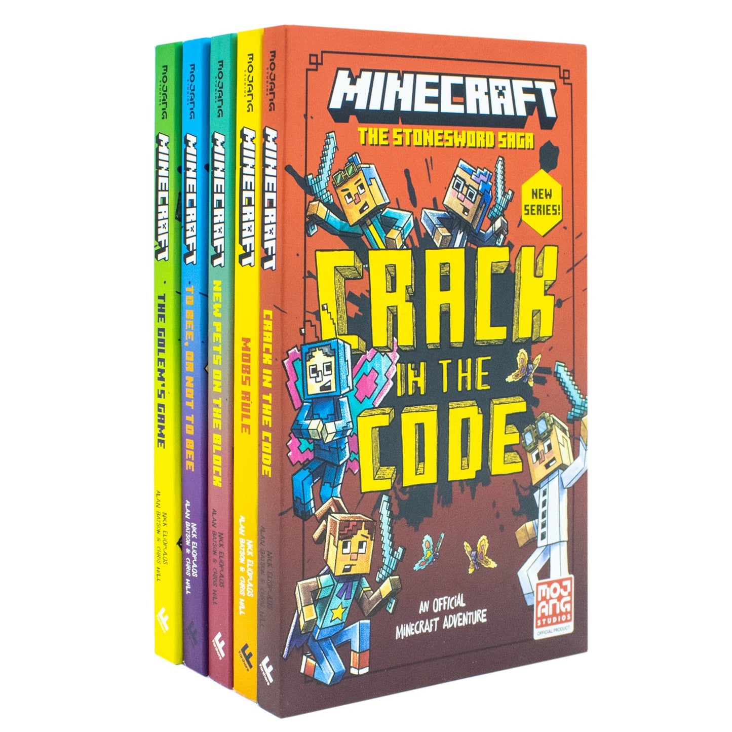 Minecraft Stonesword Saga Series 5 Books Collection Set (Minecraft: Crack in the Code!, Minecraft: Mobs Rule!, Minecraft: New Pets On The Block, To Bee Or Not to Bee! & The Golem'S Game)