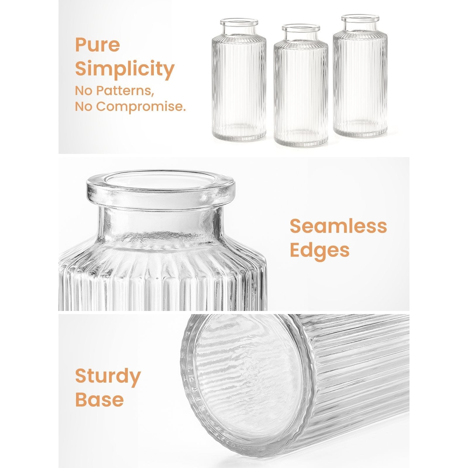 clear glass bud vase set — alternate angle 2