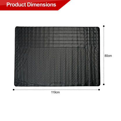 Black Rubber Car Boot Mat - 125 x 81 cm – Universal Car Boot Protector Non-Slip Heavy-Duty Rubber Mats for Cars SUV Truck and VAN, Waterproof - Trim To Fit