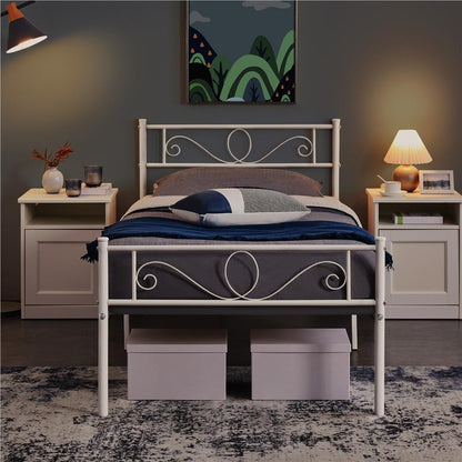 Costoffs Bed Frame, Mattress Foundation, Metal-framed Bed, Bed Frame with Headboard, No Box Spring Needed, Hassle-Free Assembly, Non-slip Mattress Foundation, Under-bed Storage Space