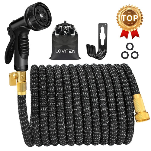 25/50/75/100/150ft Heavy-Duty Garden Hose, Non Expandable, With 1/2" Solid Brass Fittings, Leakproof Design, Durable Rubber Material, US Standard Threads - Perfect For Gardening, Cleaning, Forestry