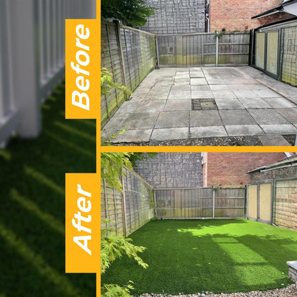 Artificial Grass 20mm Pile Height 1m Wide – UV Resistant Self-Draining Fake Turf, Pet & Child Friendly, Multiple Lengths for Garden, Patio, Balcony & Indoor Use