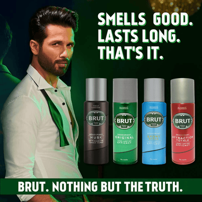 Brut 4 Deodorant Spray Bundle Gift Set - 200ml Each, Original Musk Sport Style Total Attraction, Long-Lasting Men’s Body Spray, Fresh Masculine Fragrance, Everyday Use Value Pack