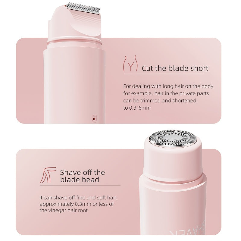 Women'S Double-Headed Shaver; Full Body Hair Removal Machine Home Use Travel Razor 2-In-1 Electric Shaver Suitable for Bikini, Eyebrows, And Armpits; Dry And Wet Trimmer Rechargeable, Cordless - Painless Hair Removal; Gentle And Light Beige-Friendly