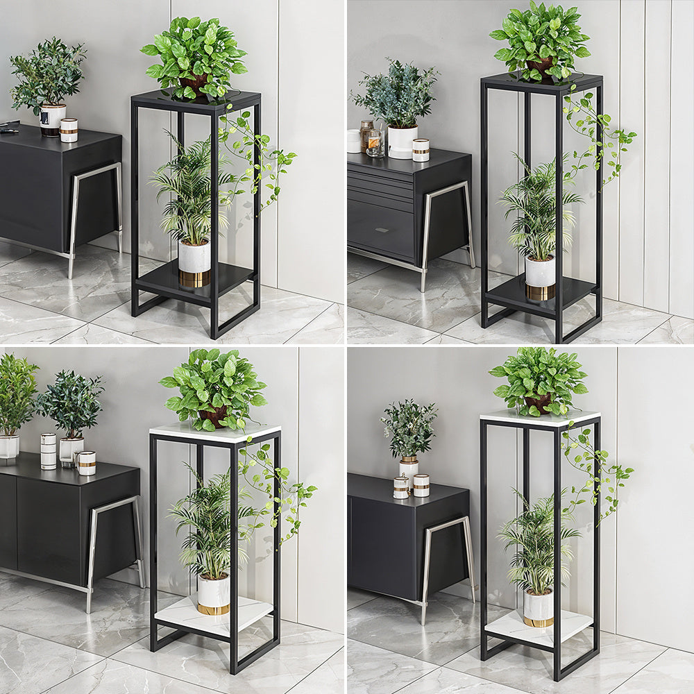 1 Pack, 2-Tier Versatile Metal Plant Stand - Space-Saving Indoor/Outdoor Multi-Layer Potted Plant Rack - Ideal Home Decoration Organizer for Living Room, Balcony, and Bedroom with Sturdy Construction and Easy Assembly - Black/White
