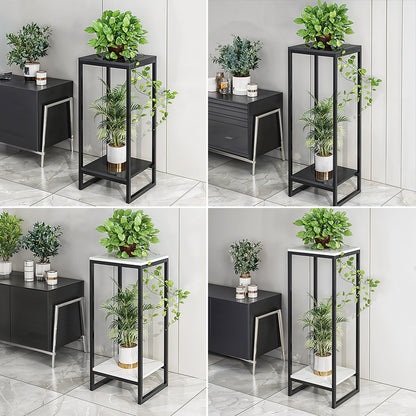 1 Pack, 2-Tier Versatile Metal Plant Stand - Space-Saving Indoor/Outdoor Multi-Layer Potted Plant Rack - Ideal Home Decoration Organizer for Living Room, Balcony, and Bedroom with Sturdy Construction and Easy Assembly - Black/White