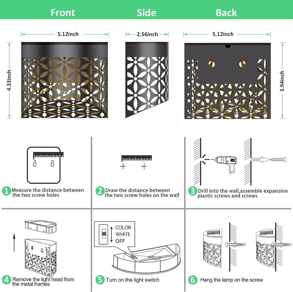 Petal Solar Fence Lights - 4 Pack Outdoor Wall Set