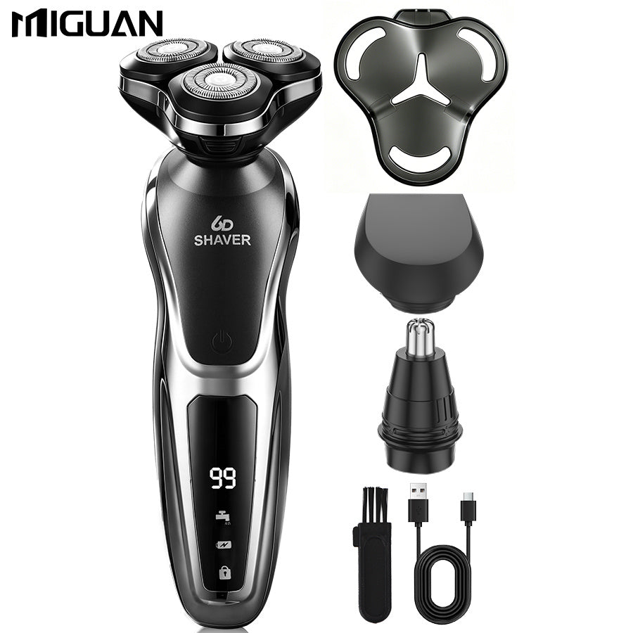 Electric Razor for Men, 3in 1 Electric Shaver Nose Hair Trimmer USBRechargeable Portable Razor 3D Floating Blade Digital Display ShavingBeard Machine
