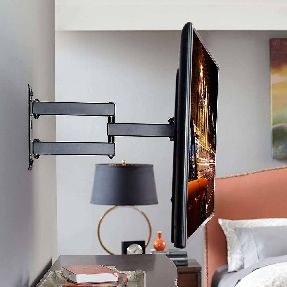 TV Wall Bracket for 10" to 42" Heavy Duty TV Mount Bracket Adjustable TV Wall Mounted Holder with Swivel Tilt Motion Arm for Flat TV Curved TV up to 30kg Max VESA 75x75mm to 200x200mm
