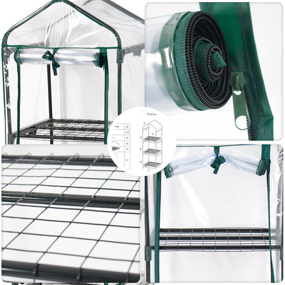 3 Tier Greenhouse, Small Plant Greenhouses, With Transparent Plastic PVC Cover, Indoor outdoor tent garden greenhouse (51 x 45 x 130 cm)
