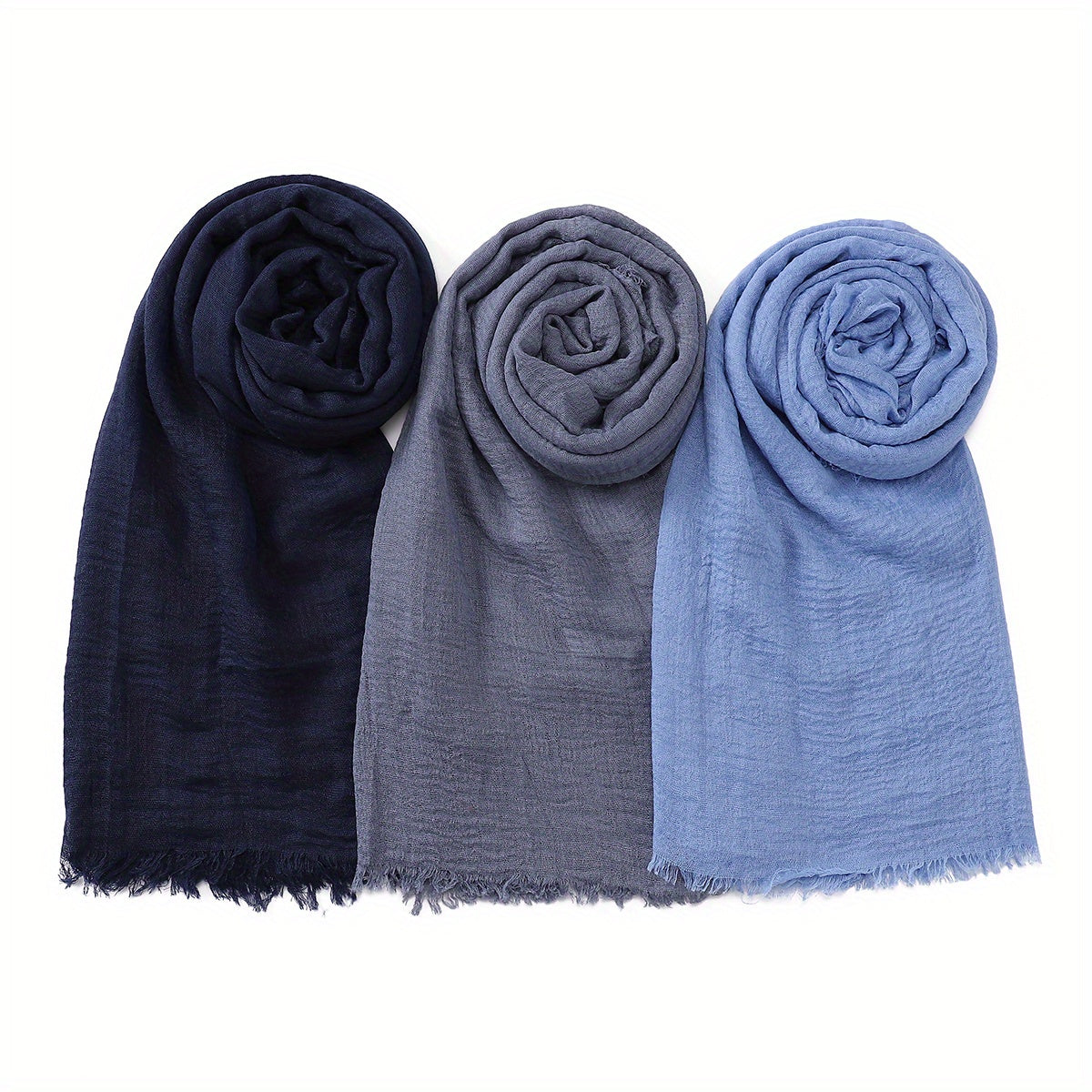 3pcs/Lot Solid Color Bubble Pleated Warm Autumn And Winter Scarf Solid Color Muslim Headscarf Hijab Scarf Ramadan