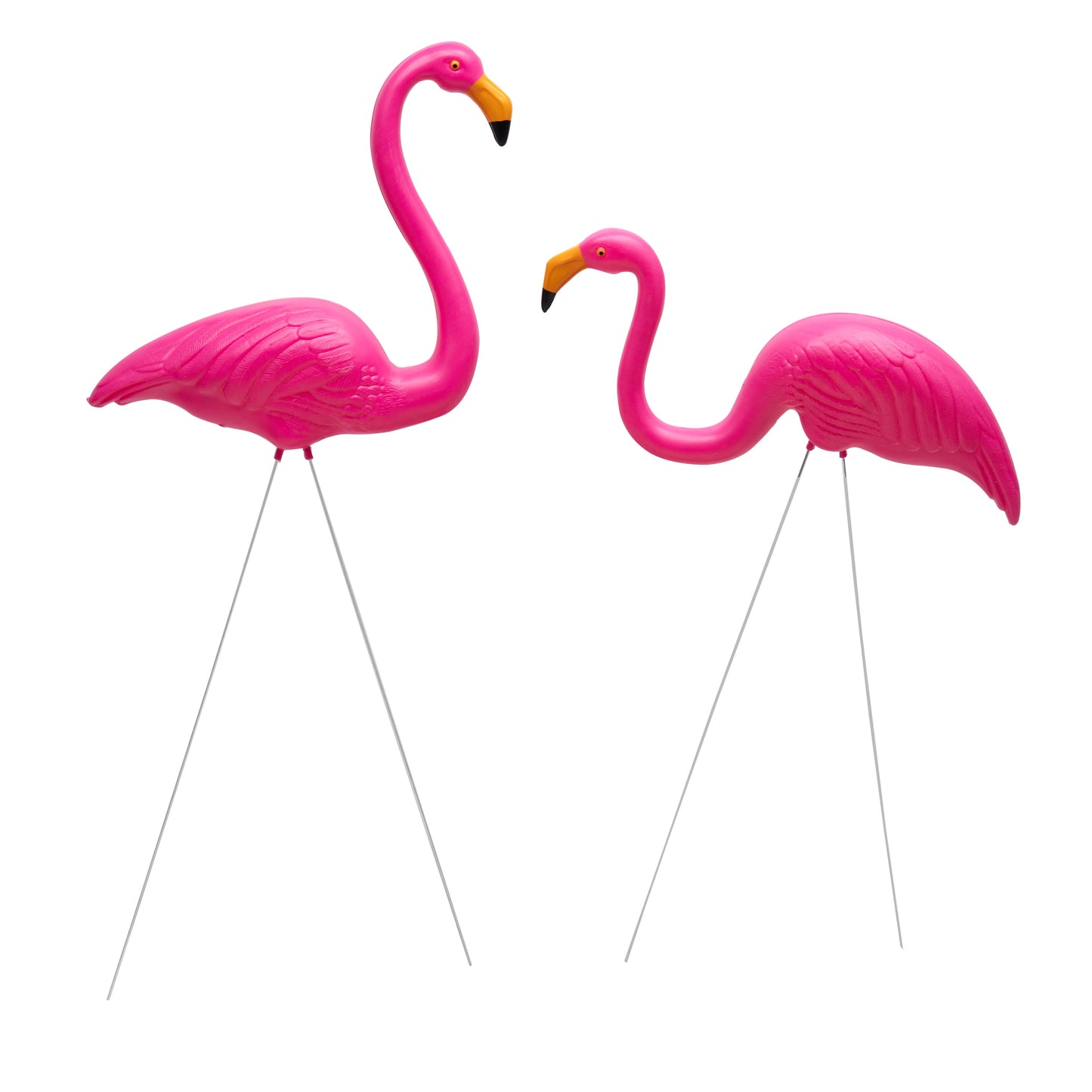 Flamingo Garden Ornaments – Pair of Pink Flamingo Yard Statues with Ground Spikes – Durable Weatherproof PE Decoration for Lawn, Patio, or Outdoor Display