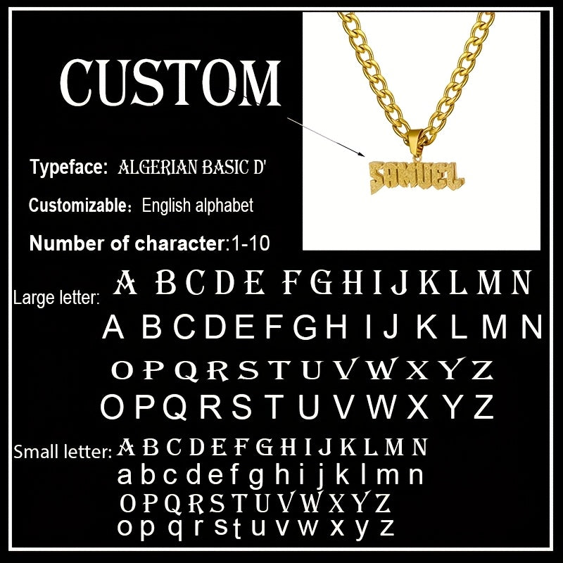 Custom Name Double Layer Necklace 304 Stainless Steel Detachable Cuban Chain 3D Fashion Hip Hop Style Blingbling Pendant Men's Jewelry Personalized Gift for Him Couple Necklace Father's Day Gifts for Dad