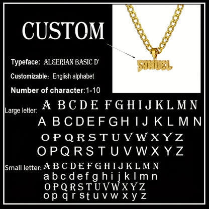 Custom Name Double Layer Necklace 304 Stainless Steel Detachable Cuban Chain 3D Fashion Hip Hop Style Blingbling Pendant Men's Jewelry Personalized Gift for Him Couple Necklace Father's Day Gifts for Dad