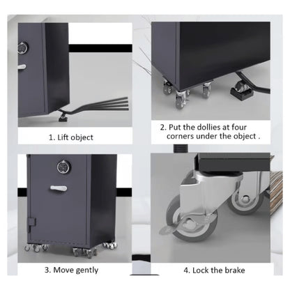 Furniture Moving Wheels Set with Pry Bar & Pads – 360° Universal Swivel Rollers with Brake for Moving Sofas, Beds, Fridges, Washing Machines & Heavy Appliances on Wood, Laminate & Carpet