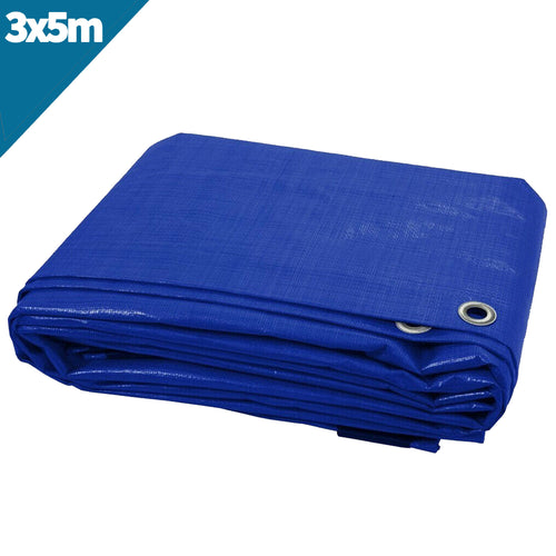 3x5m Blue Tarpaulin Waterproof Cover Trap Heavy Duty Waterproof Camping Sheet Cover 3 x 5 Metres