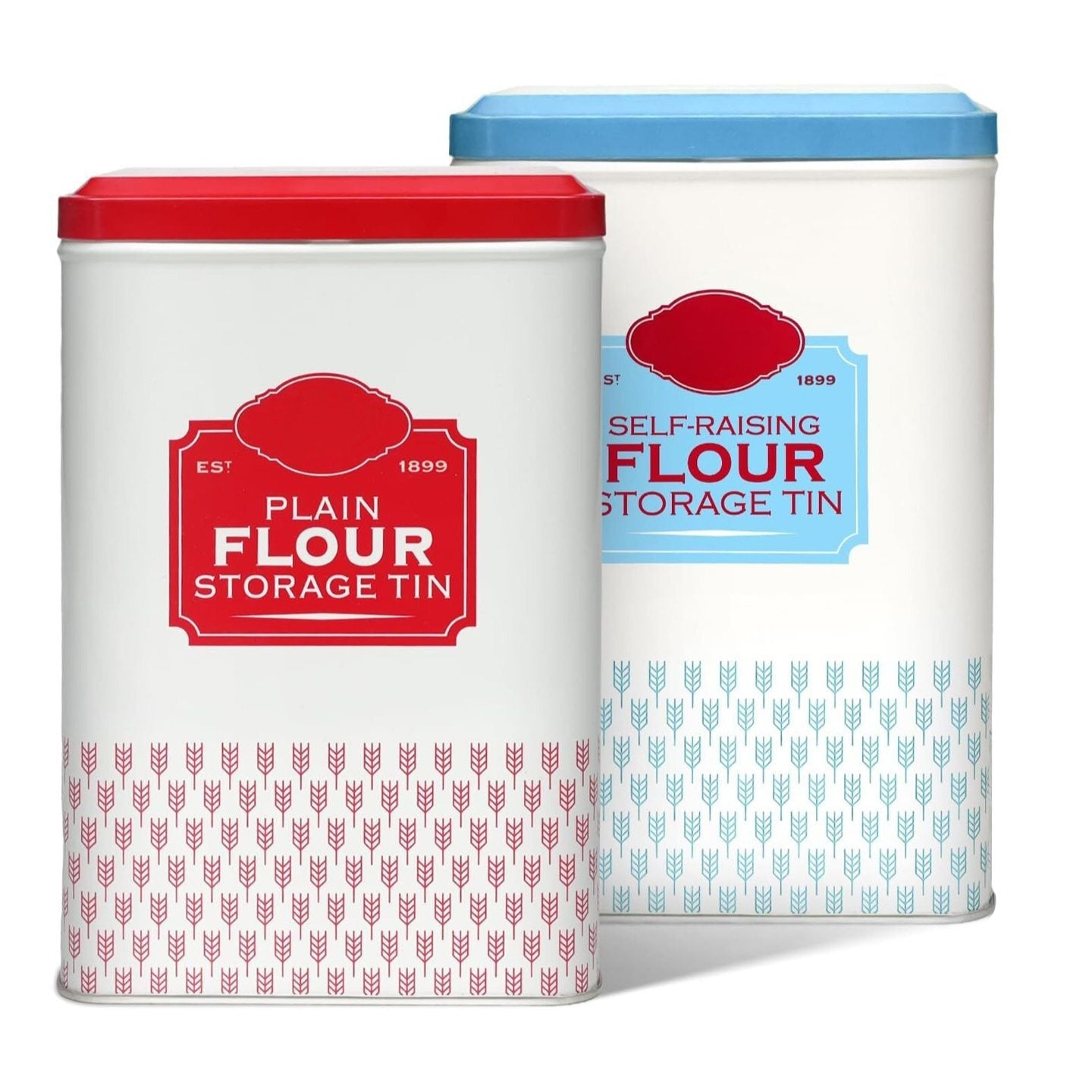 Flour Storage Containers | Self Raising Flour Tin with Lid |1 Kg| 18.5 X 9.2 X 12 Cm Storage Tins to Keep Flour Fresh & Clean (Self Raising & Plain)