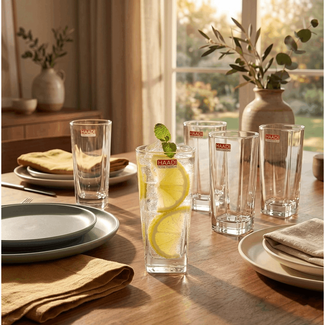 Set of 6 Drinking Glasses – 265ml Clear Glass Tumblers for Water, Juice & Beverages
