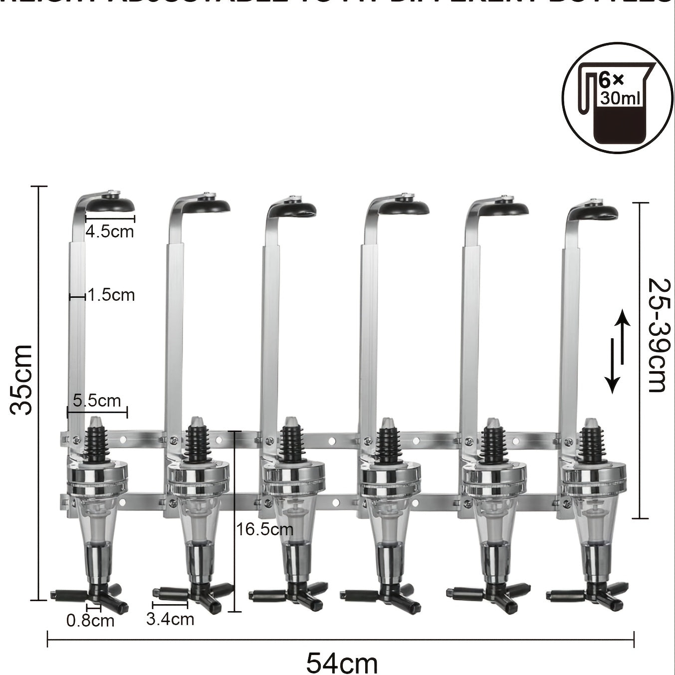 3 Bottle Optics for Home Bar 6 X 30Ml Wall Mounted Bar Butler Drinks Stand for Spirits Aluminum Alloy Optic Spirit Barware Set for Pub Kitchen Bar for home