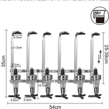 3 Bottle Optics for Home Bar 6 X 30Ml Wall Mounted Bar Butler Drinks Stand for Spirits Aluminum Alloy Optic Spirit Barware Set for Pub Kitchen Bar for home