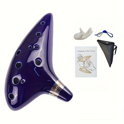 12-Hole Alto C Ceramic Ocarina - Beginner's Music Instrument, Easy-to-Learn Design with Clear Sound - Finish & Comfortable Grip - Perfect First Instrument for Learning Music, Holiday Gift