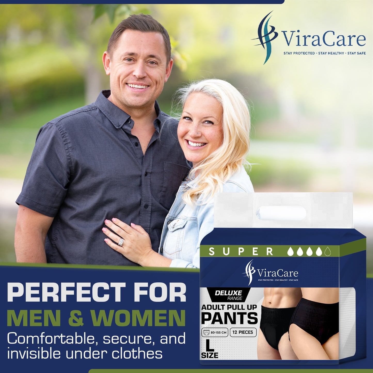12 x Black Pull Up Pants Women & Men | Super Pull Up Pants | Adult Nappies | High Absorption and Soft-Stretch Waistband | Size S, M, L, XL | (1 Pack of 12)