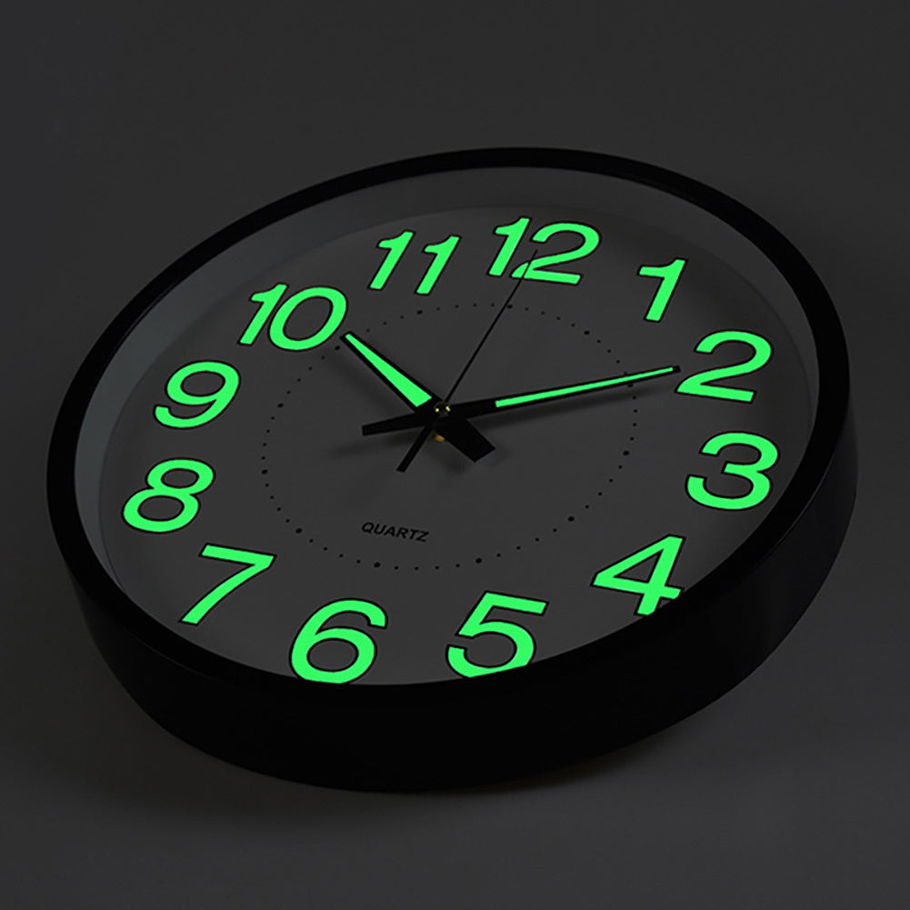 12" Luminous Wall Clock Glow in The Dark Wall Clock Silent Quartz Wall Clocks Non Ticking Sweep Movement, Easy To Read, Perfect for Living Room, Bedroom, Kitchen, Office, Study Room, Dining Room, Halloween Christmas Gifts, Birthday Gifts