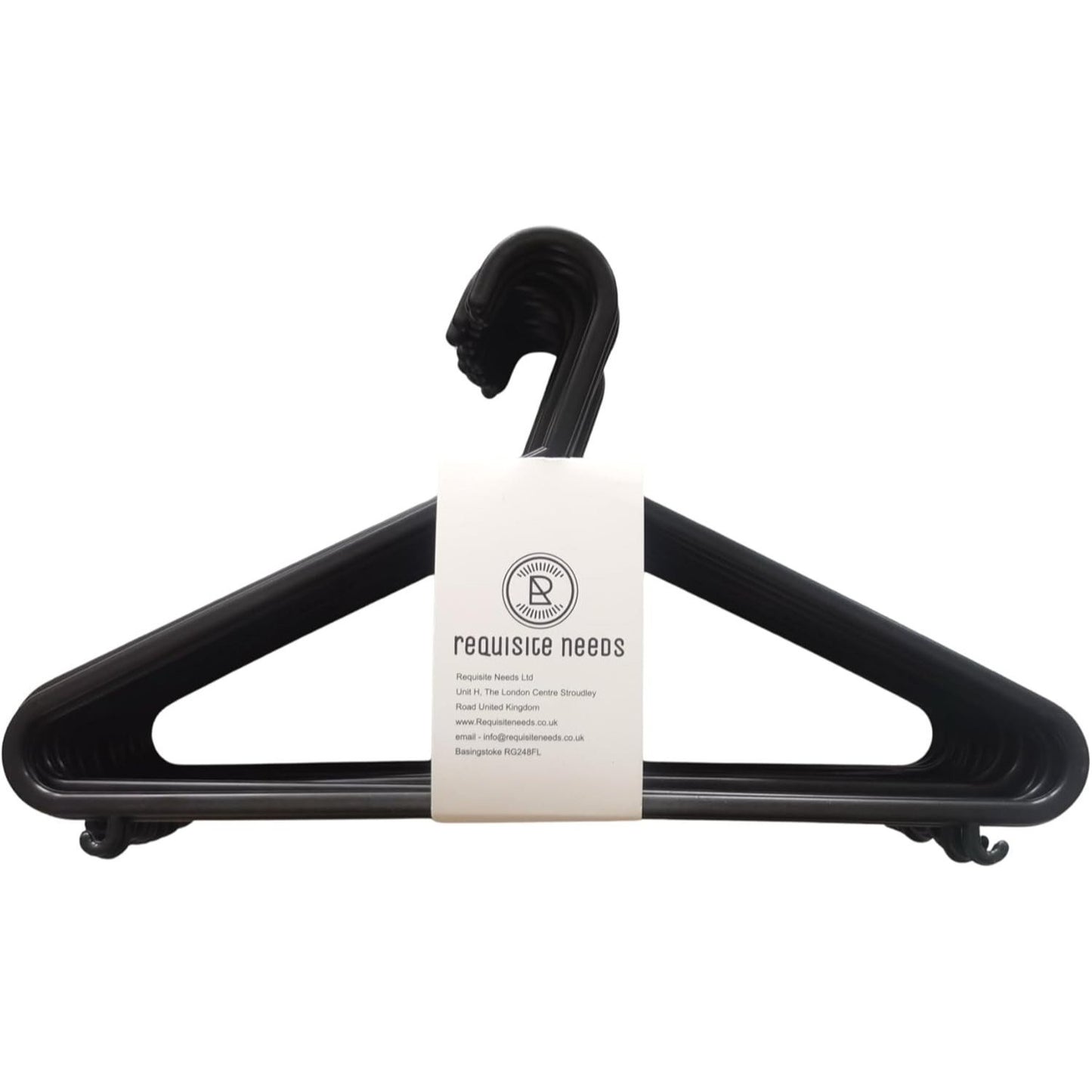 REQUISITE NEEDS Pack of 100 Adult Coat Hangers of Strong Plastic and Durable for Clothes Rails and Closets, Hooks, and Lips Space Saving Hanger for Coats and Suits with Trouser Bars