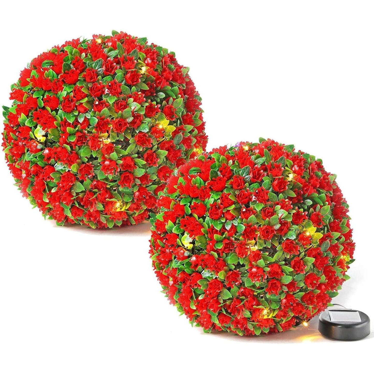 Solalite® 1Pack/4Pack Solar Topiary Balls – 28cm Round Artificial Ball Plants Outdoor with 20 Solar Led Lights, Garden Hanging Balls Sphere Decorative For Wedding, Christmas, Backyard, Balcony, Garden Decor