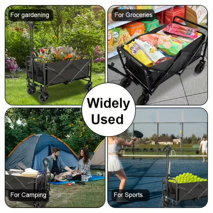 1pc Extra-Large Folding Wagon Cart with 149.69 KG Capacity, Designed for Heavy-Duty Use. It Is Portable And Foldable, Suitable for Outdoor Activities Like Beach Trips And Gardening