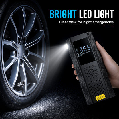 [Portable USB Rechargeable] 150PSI Portable Air Compressor with Tire Pressure Gauge & LED Display - 3X Faster One-Touch Smart Cordless Tire Inflator, USB-Powered, Rechargeable Battery, Battery capacity: 3000 mAh