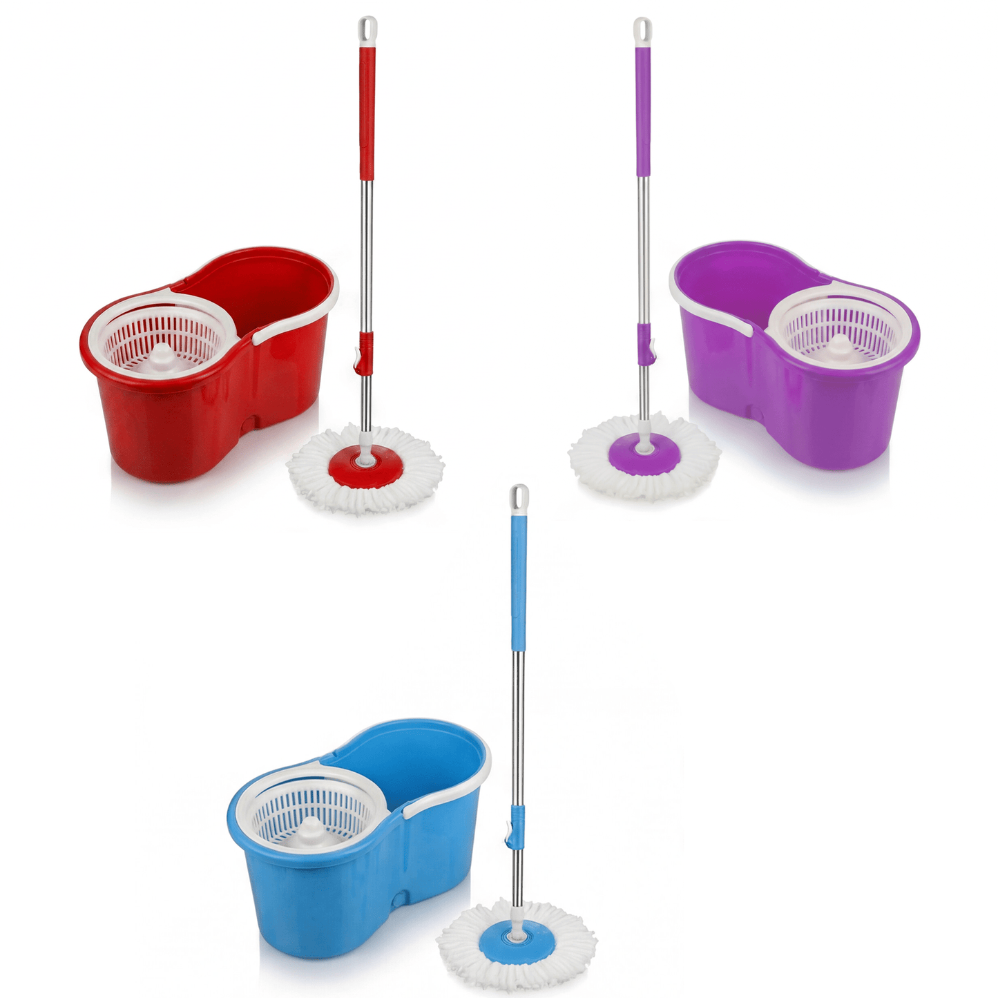 360° Spin Mop and Bucket Set with Wringer, Easy Wring Floor Cleaning Mop with 2 Reusable Microfiber Head for Household Living Room Bedroom Bathroom Toilet