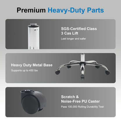 Big And Tall Ergonomic Office Chair With Footrest, Extra Wide & Lumbar Support, Soft Fixed Armrests Comfortable Computer Desk Chair For Home Or Office