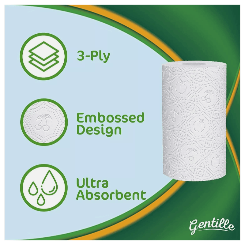 Gentille Giant 3 Ply Thickness Paper Towel | Extra Strong, Absorbent, Tough, Durable Kitchen Roll | Multipurpose Bulk Pack (18)