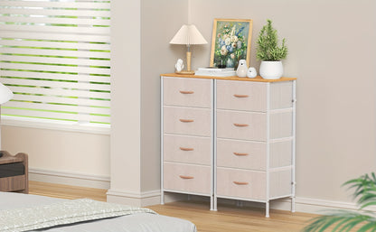 4-Drawer Chest Of Drawers with Metal Frame & MDF Wooden Top, Adjustable Feet, Anti-Tip Safety, Spacious Storage Unit for Bedroom Or Living Room (45x30x91cm/ 17.7x11.8x35.8inch)