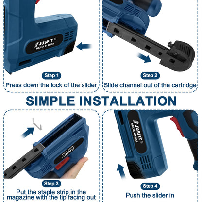 Electric Nail Gun - 2IN 1 Electric Wireless Nail Gun and Staple Gun with 1000pcs 18GA Brad Nails and 1000pcs Type 53 Staple, 100/PCS Max Capacity, USB Charging, Lightweight Staple Gun for Carpentry, Home Renovation. Easy-to-Use for DIY, Upholstery & Woodw